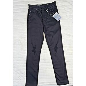 AG Alexxis Slim Jeans Womens 26‎ Black High Rise Vintage Slim Distressed Denim